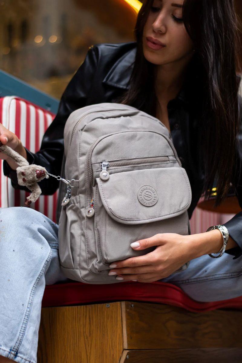 Sanmorris Unisex Suya Dayanıklı Paraşüt Kumaş Çok Gözlü Ön Cepli Ayarlanabilir Askılı  VİZON Sırt Çantası
