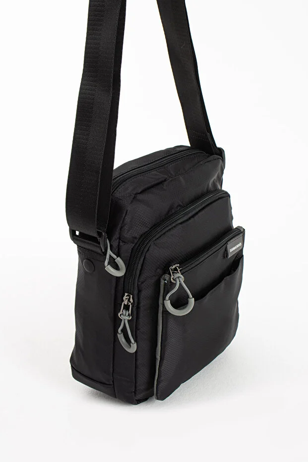 Sanmorris 6022 Unisex 5 Bölmeli Suya Dayanıklı Paraşüt Kumaş Organizer Çanta SİYAH — görsel 2