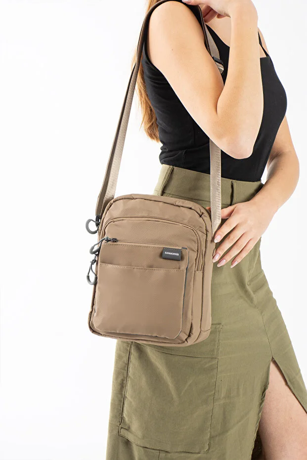 Sanmorris 6022 Unisex 5 Bölmeli Suya Dayanıklı Paraşüt Kumaş Organizer Çanta KOYU BEJ — görsel 4
