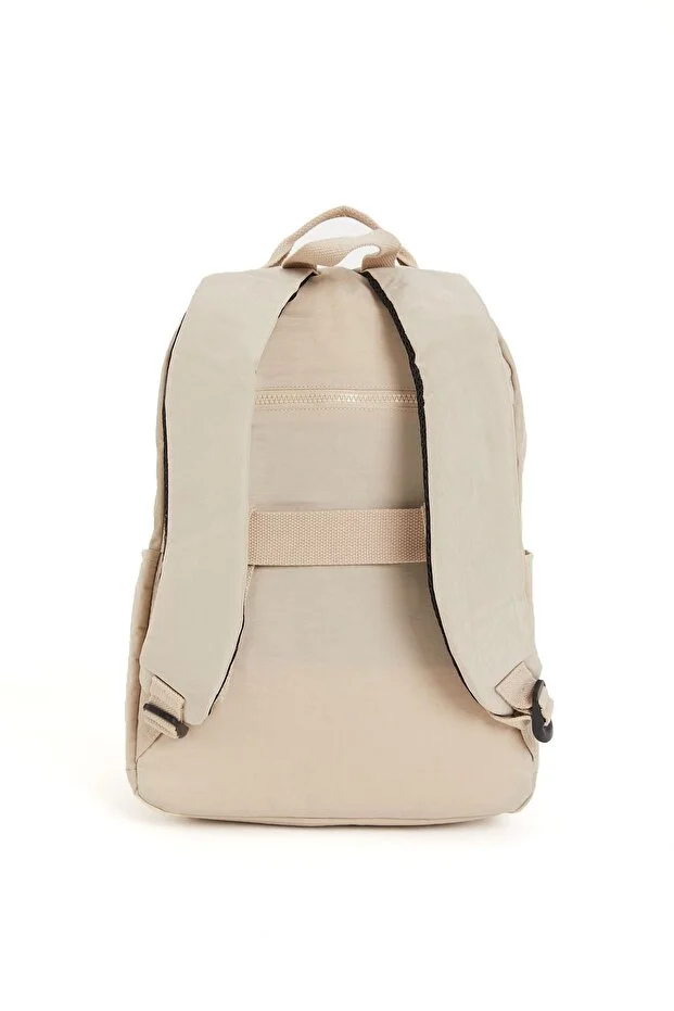 Sanmorris 3060 Unisex Suya Dayanıklı Orta Boy Krinkıl Kumaş Çok Gözlü  Laptop Okul Ve Seyahat Sırt Çantası  KUM — görsel 6