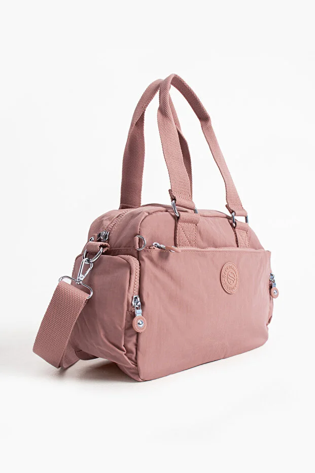Sanmorris 3030 Unisex Krinkle Kumaş Omuz ve Çapraz Çanta PEMBE — görsel 5