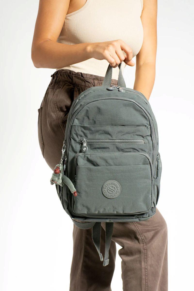 Sanmorris Unisex Suya Dayanıklı Kumaş Çok Gözlü Laptop Bölmeli Orta Boy Seyahat ve Okul Çantası GRİ