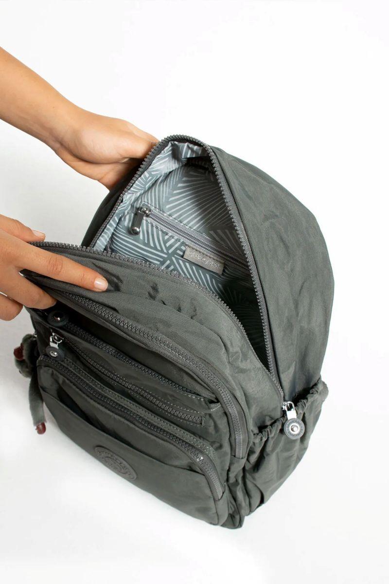 Sanmorris Unisex Suya Dayanıklı Kumaş Çok Gözlü Laptop Bölmeli Orta Boy Seyahat ve Okul Çantası GRİ — görsel 4