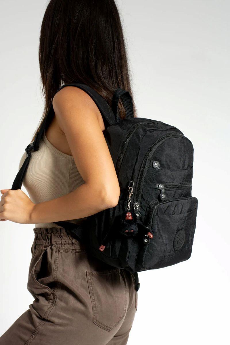 Sanmorris Unisex Suya Dayanıklı Kumaş Çok Gözlü Laptop Bölmeli Orta Boy Seyahat ve Okul Çantası SİYAH — görsel 2