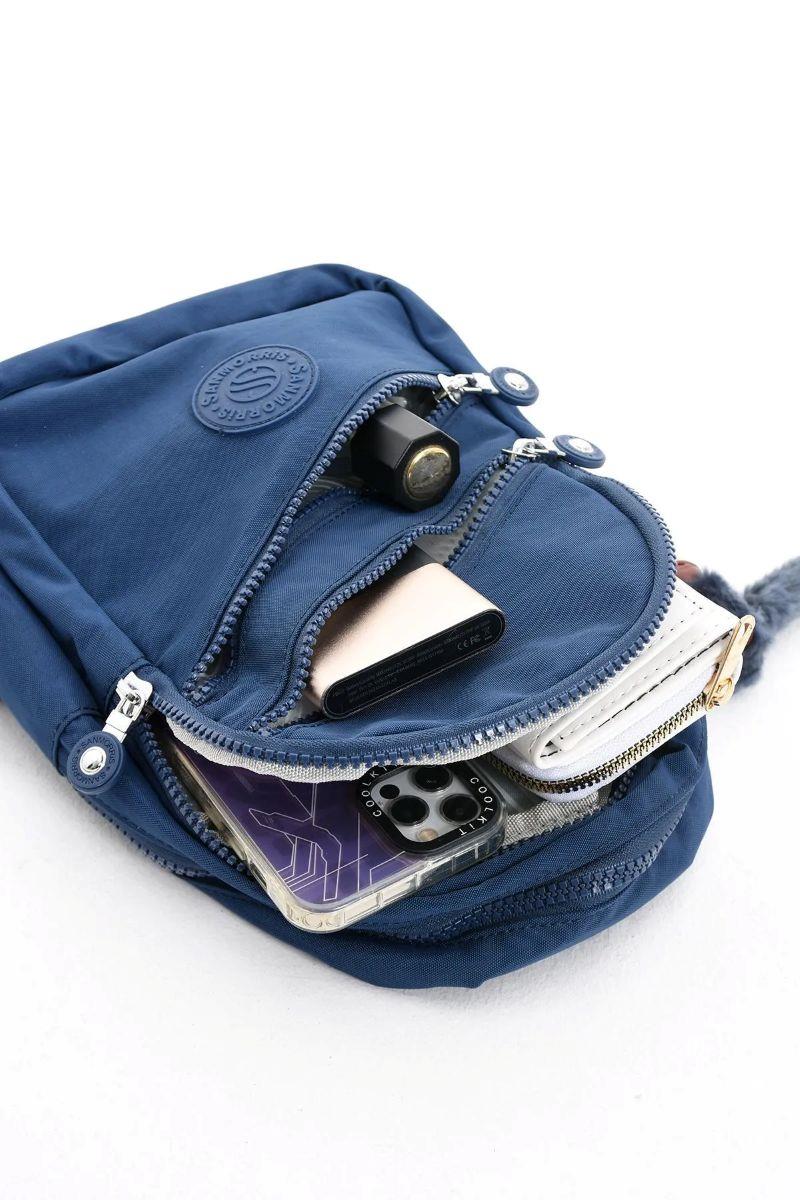 Sanmorris Unisex Kırinkıl Kumaş Suya Dayanıklı Çok Bölmeli Omuz Çantası Body Bag BEJ RENK — görsel 5