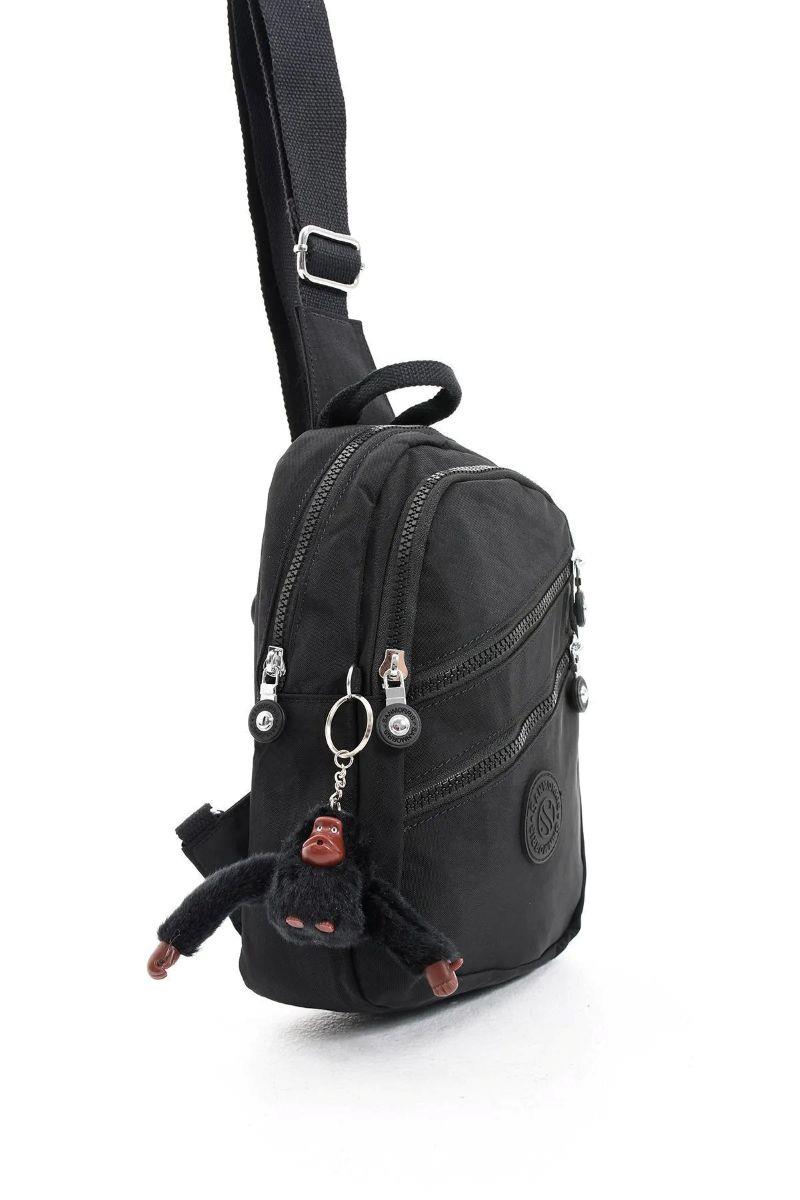 Sanmorris Unisex Kırinkıl Kumaş Suya Dayanıklı Çok Bölmeli Omuz Çantası Body Bag SİYAH RENK — görsel 2
