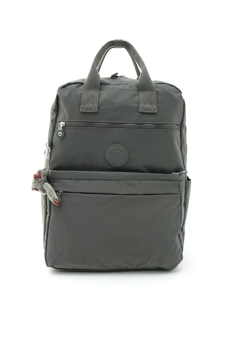 Sanmorris Unisex Suya Dayanıklı Krinkıl Kumaş Çok Gözlü Büyük Boy GRİ Renkli Laptop Okul Ve Sırt Çantas