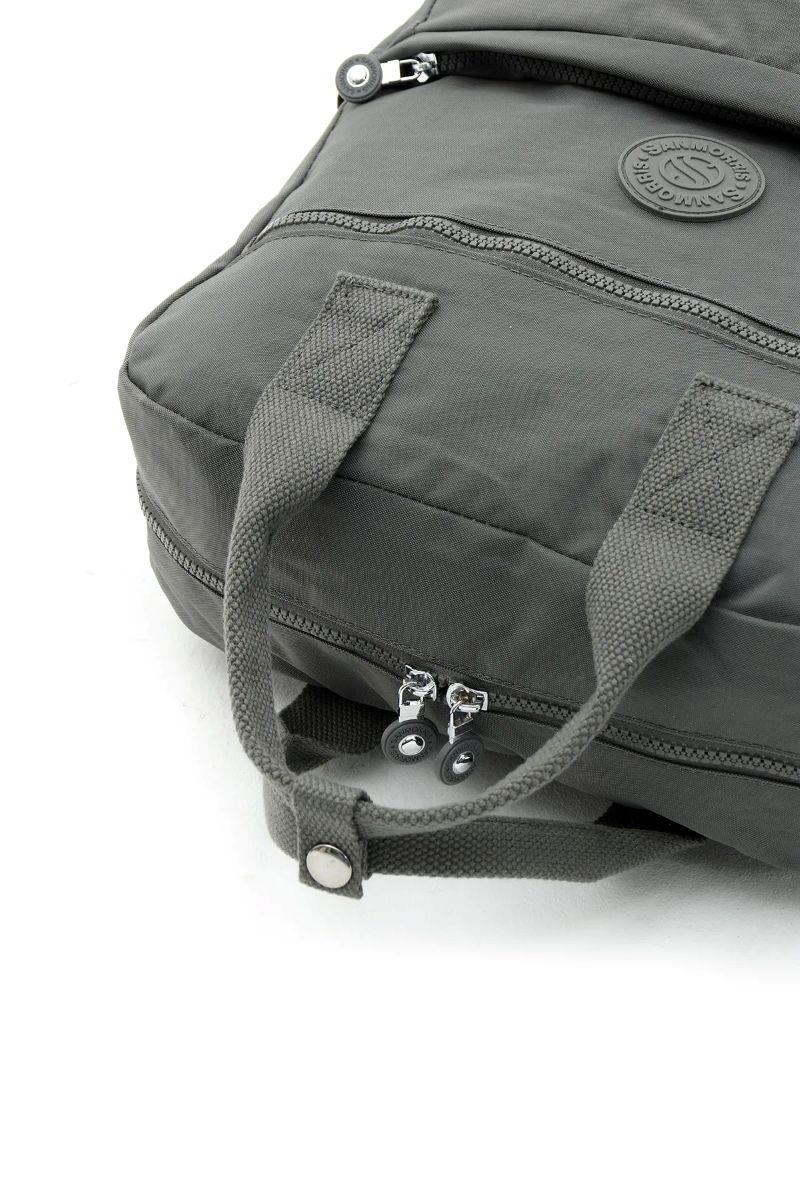 Sanmorris Unisex Suya Dayanıklı Krinkıl Kumaş Çok Gözlü Büyük Boy GRİ Renkli Laptop Okul Ve Sırt Çantas — görsel 3