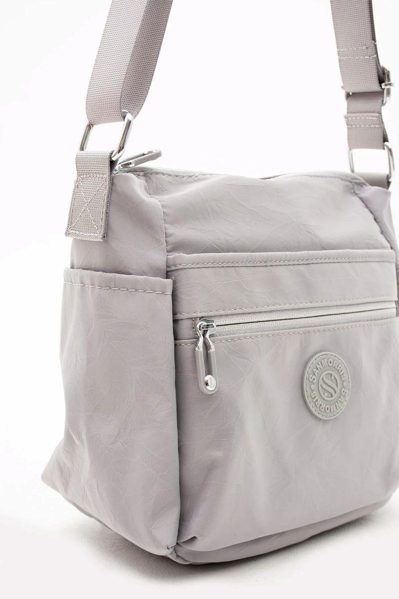 Sanmorris Kadın Çok Gözlü Suya Dayanıklı Paraşüt Kumaş Ayarlanabilir Çapraz Askılı Omuz Çantası GRİ Renk — görsel 2