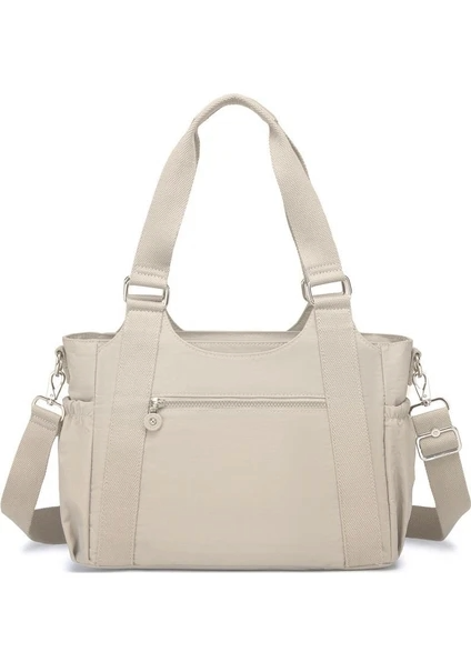Smart Bags Kadın Omuz Çantası Krinkıl Kumaş  1163 Bej — görsel 3