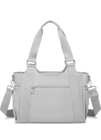 Smart Bags Kadın Omuz Çantası Krinkıl Kumaş 1163 Açık Gri — görsel 3