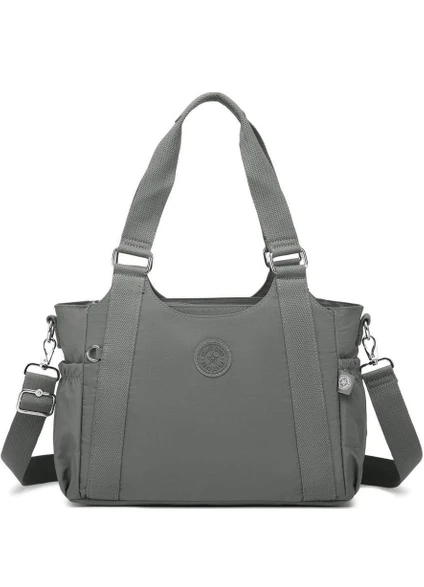 Smart Bags Kadın Omuz Çantası Krinkıl Kumaş 1163 Koyu Gri