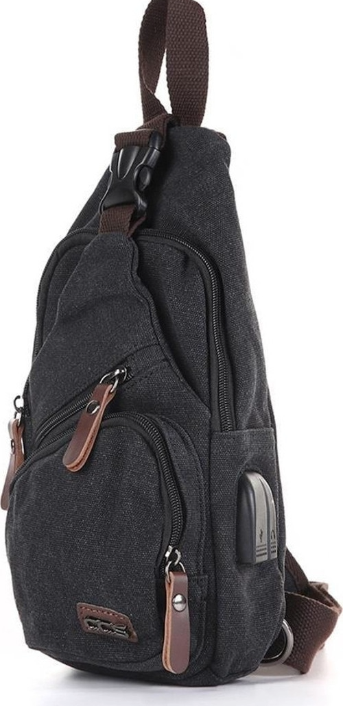 Ççs 31184 Kanvas Kumaş Omuz Askılı Çapraz Çanta Siyah — görsel 4